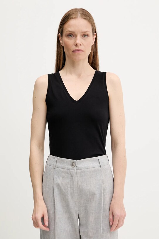 Sisley top bawełniany czarny 3I1XLH00S