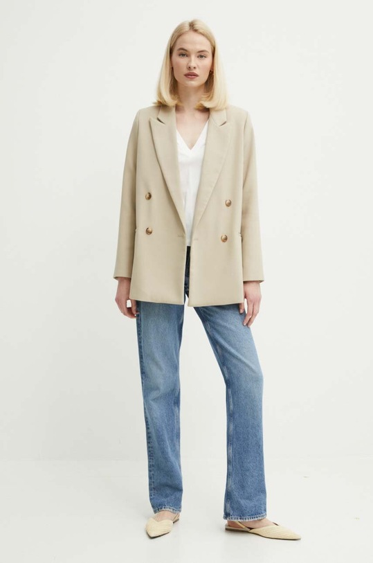 Sisley t-shirt bawełniany 3I1XL400L beżowy SS24