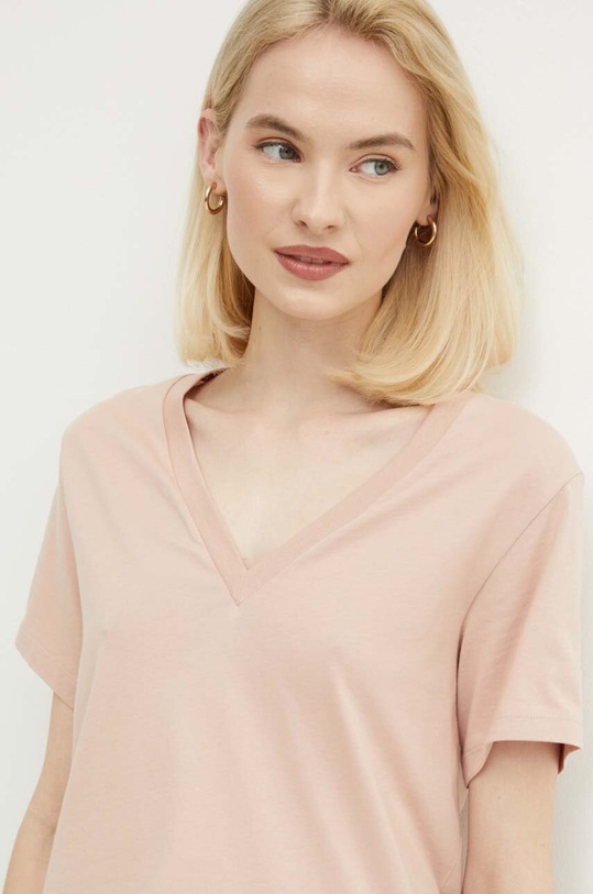 Sisley t-shirt bawełniany różowy 3I1XL400L