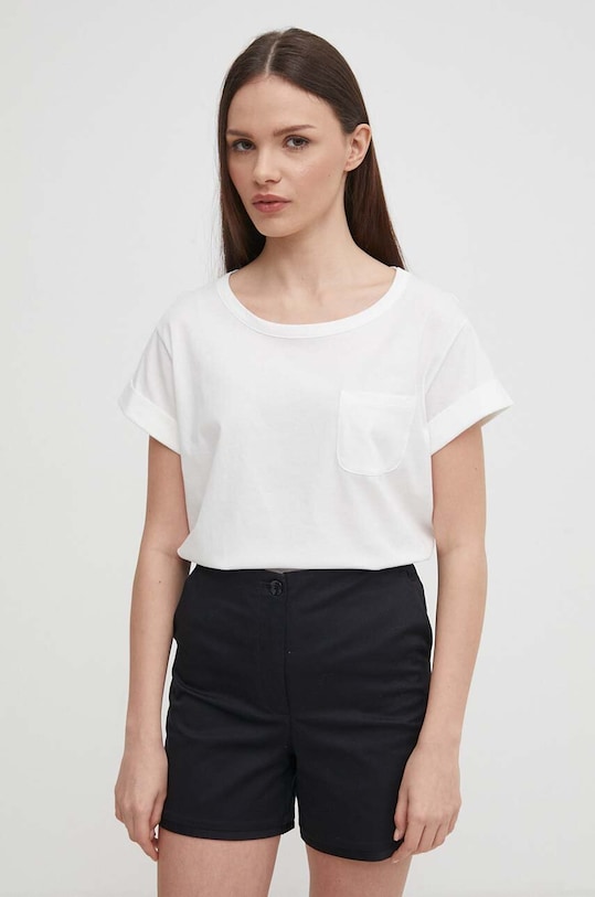 Sisley t-shirt bawełniany beżowy 3I1XL1058