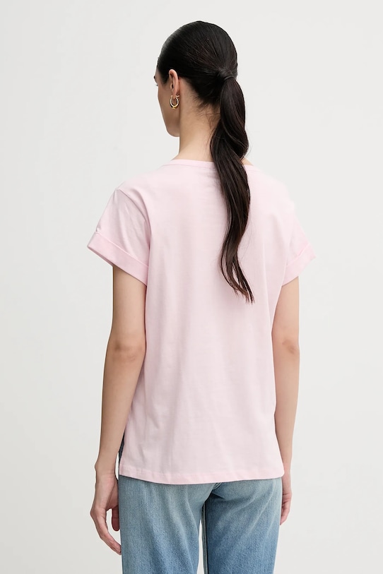 Ρούχα Βαμβακερό μπλουζάκι Sisley 3I1XL1058 ροζ