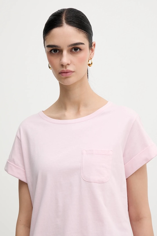 Βαμβακερό μπλουζάκι Sisley ροζ 3I1XL1058