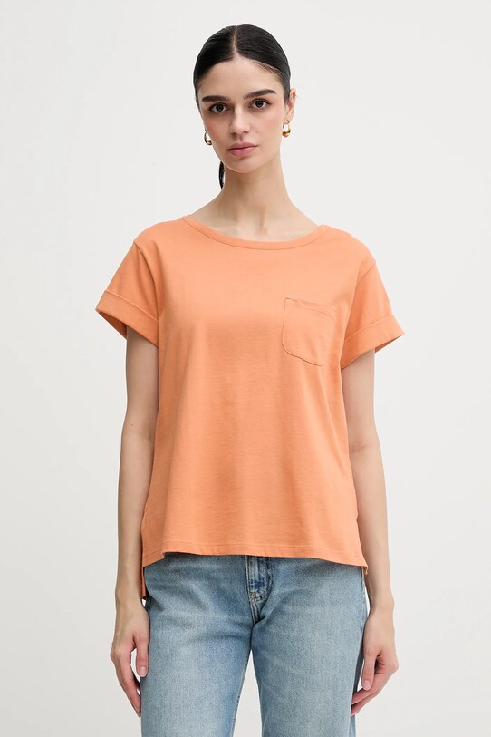Sisley tricou din bumbac portocaliu 3I1XL1058