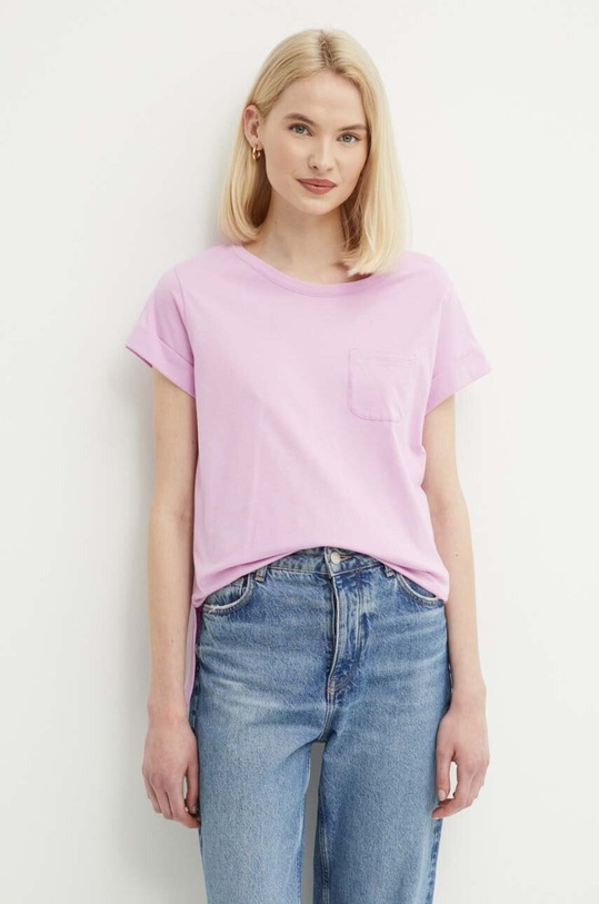 Sisley t-shirt bawełniany różowy 3I1XL1058