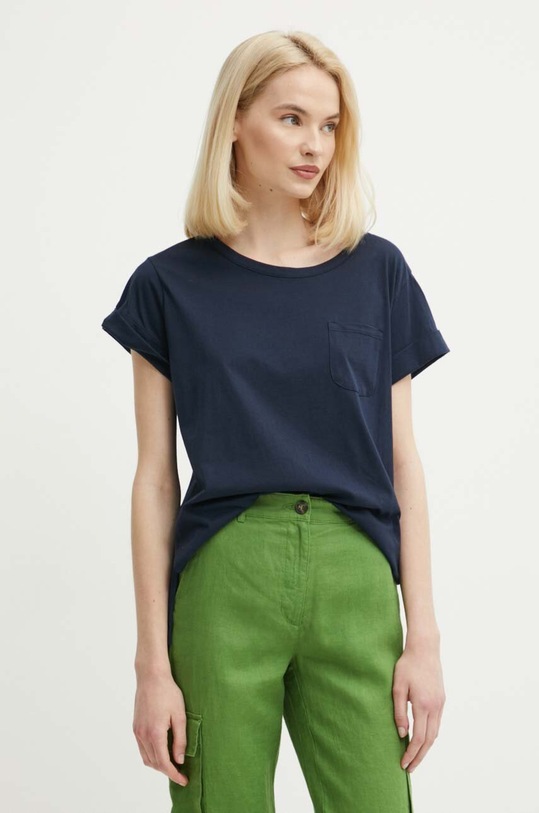 Odzież Sisley t-shirt bawełniany 3I1XL1058 granatowy