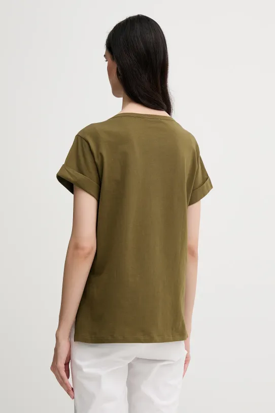 Ρούχα Βαμβακερό μπλουζάκι Sisley 3I1XL1058 πράσινο