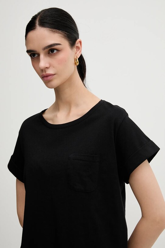 Bombažna kratka majica Sisley črna 3I1XL1058