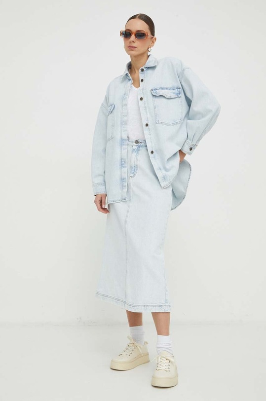 Bavlněné tričko American Vintage T-SHIRT MC COL V SON02AGE24 bílá SS24