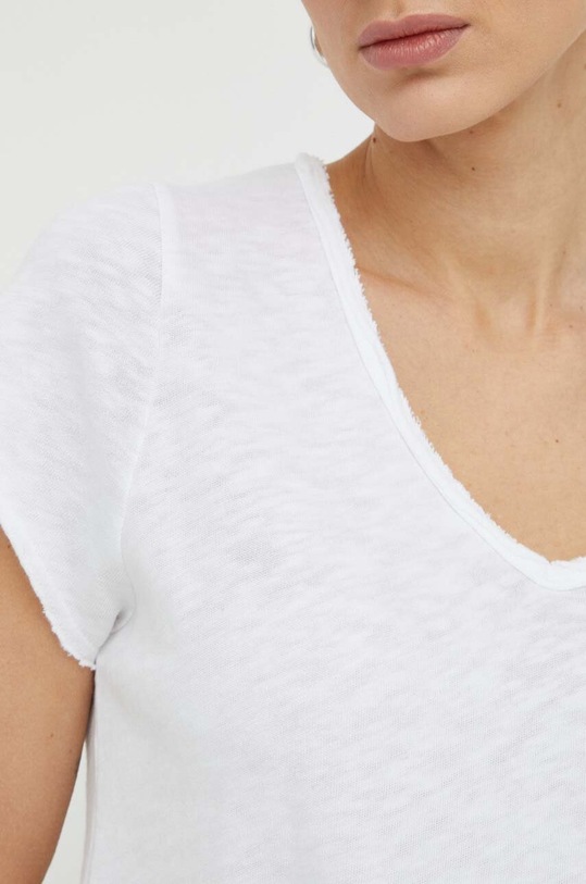 Bavlněné tričko American Vintage T-SHIRT MC COL V SON02AGE24 bílá