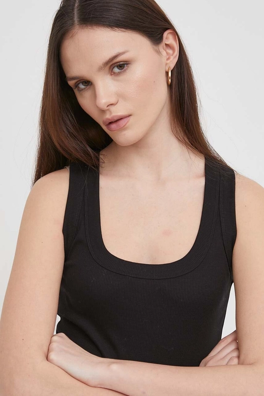 Calvin Klein top bawełniany czarny K20K206950