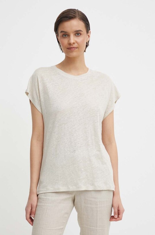 Льняна футболка Calvin Klein regular бежевий K20K207260
