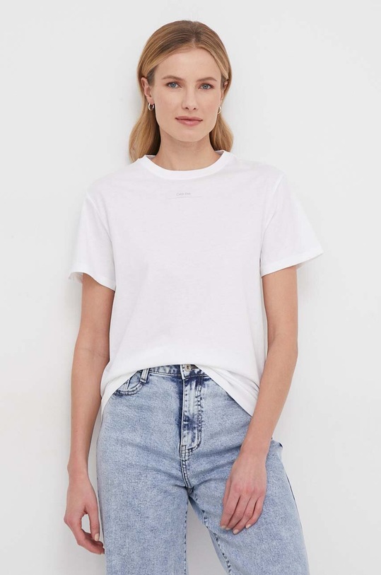 Βαμβακερό μπλουζάκι Calvin Klein κανονικό λευκό K20K206629