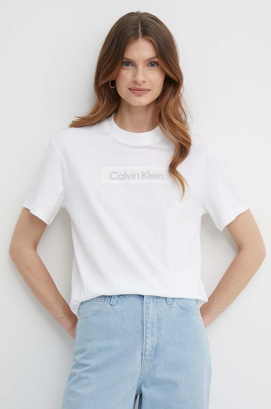 Bavlněné tričko Calvin Klein nášivka bílá K20K206638