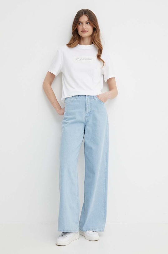 Bavlněné tričko Calvin Klein K20K206638 bílá SS24