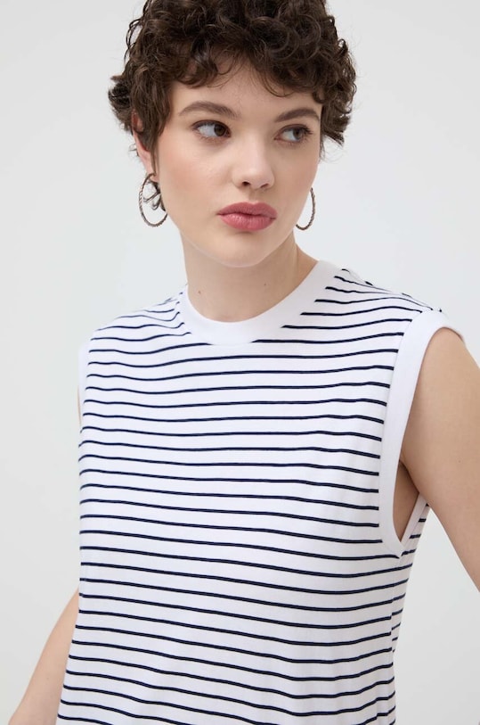 Bavlnený top Abercrombie & Fitch pásiky biela KI139.4259.123