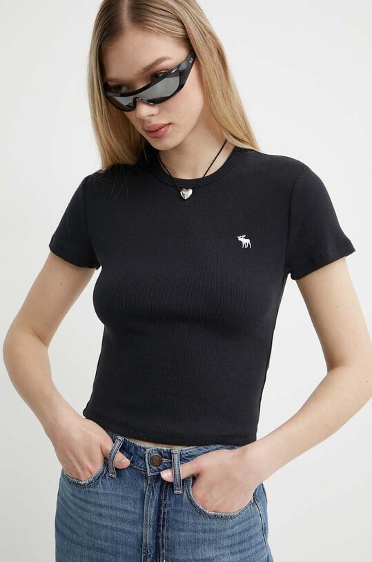 Abercrombie & Fitch t-shirt z elastanem czarny KI139.4268.900