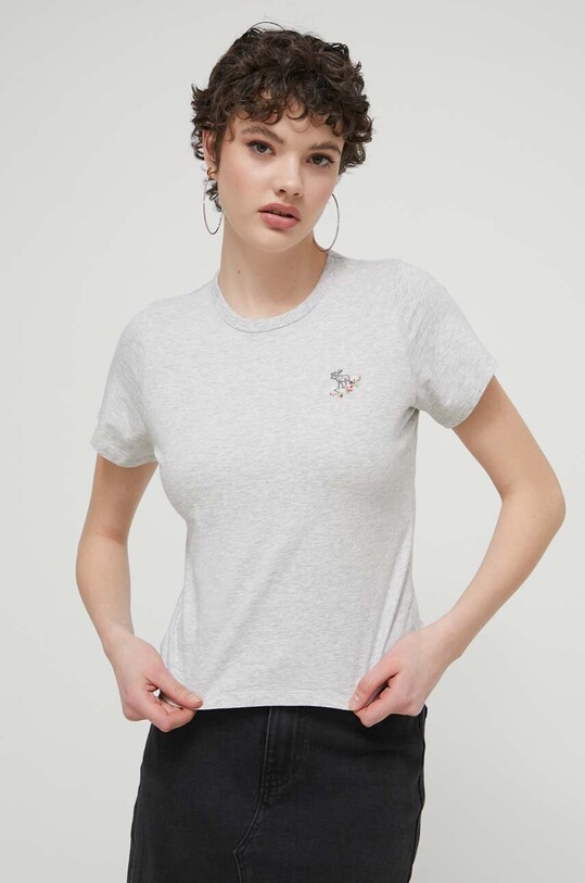 Bavlnené tričko Abercrombie & Fitch nášivka sivá KI157.4023.112