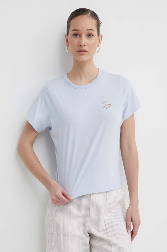 Bavlnené tričko Abercrombie & Fitch nášivka modrá KI157.4023.230
