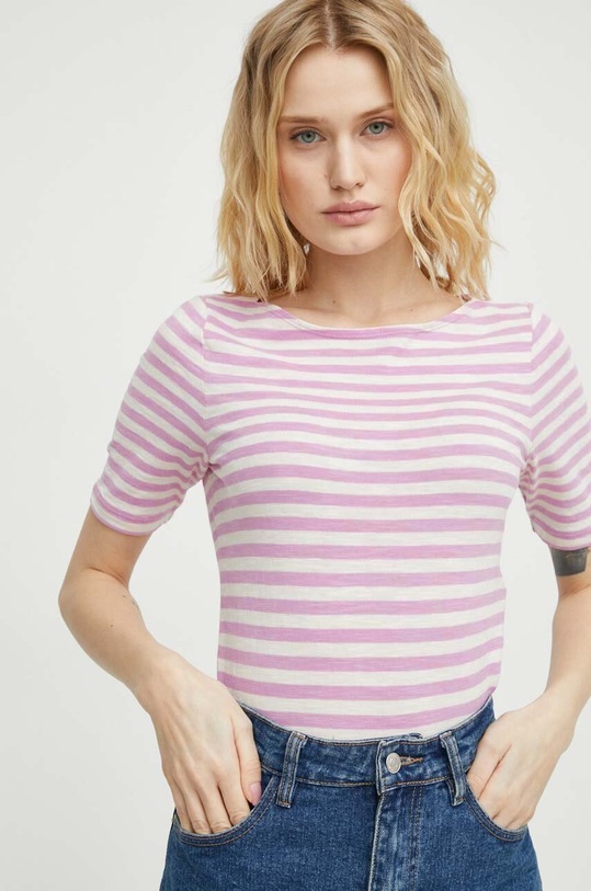Marc O'Polo t-shirt bawełniany różowy 402219651333