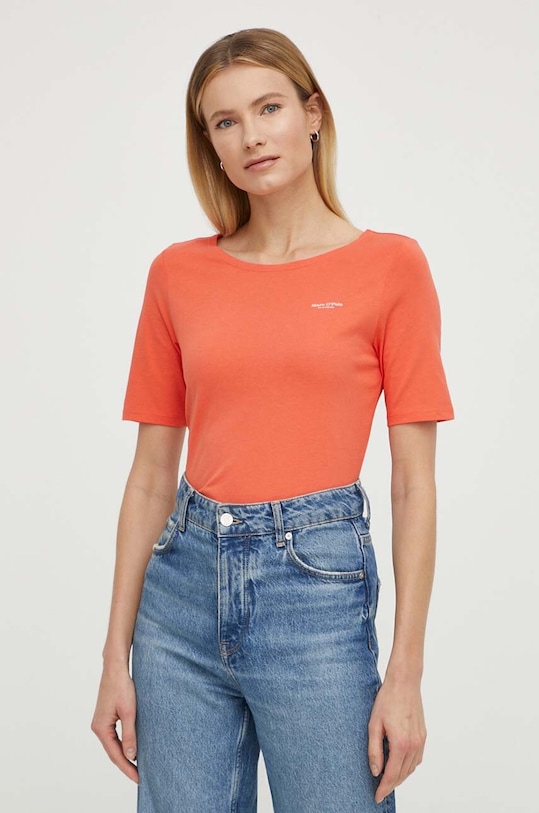 Βαμβακερό μπλουζάκι Marc O'Polo 403218351003 πορτοκαλί SS24