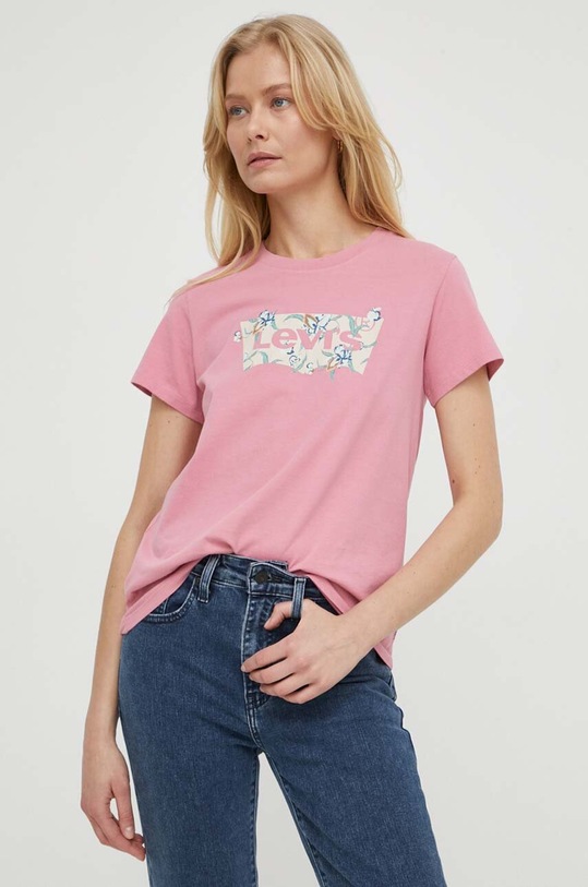 Βαμβακερό μπλουζάκι Levi's ροζ 17369.2522