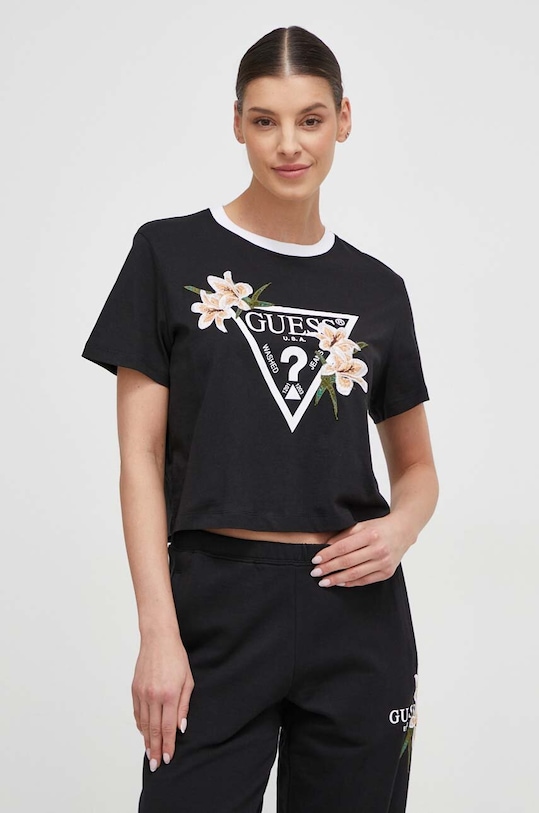 Guess t-shirt ZOEY wzorzyste czarny V4GI02.K46D1