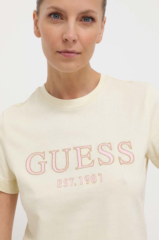 Guess t-shirt bawełniany NYRA beżowy V4GI01.I3Z14
