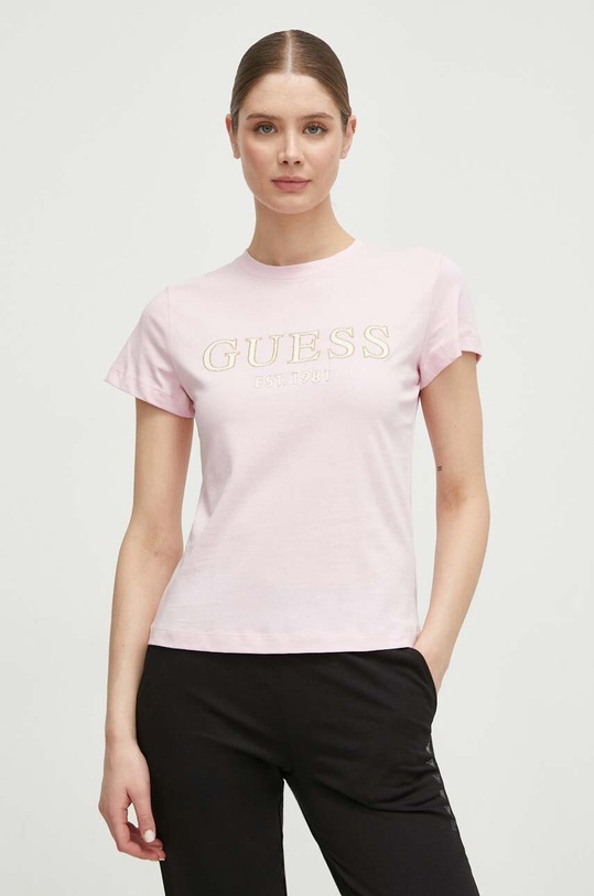 Guess t-shirt bawełniany NYRA różowy V4GI01.I3Z14