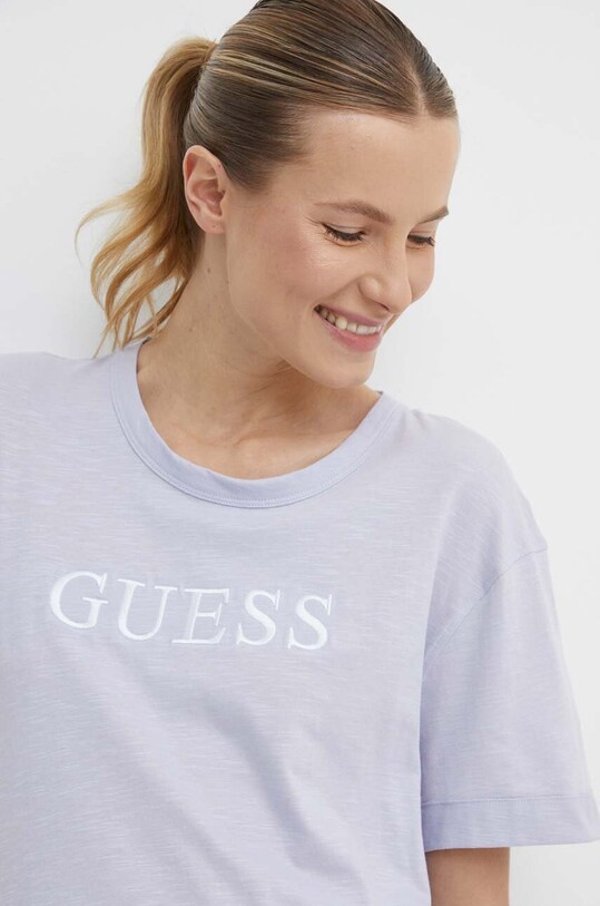 Хлопковая футболка Guess AYLA фиолетовой V4GI06.K8G01