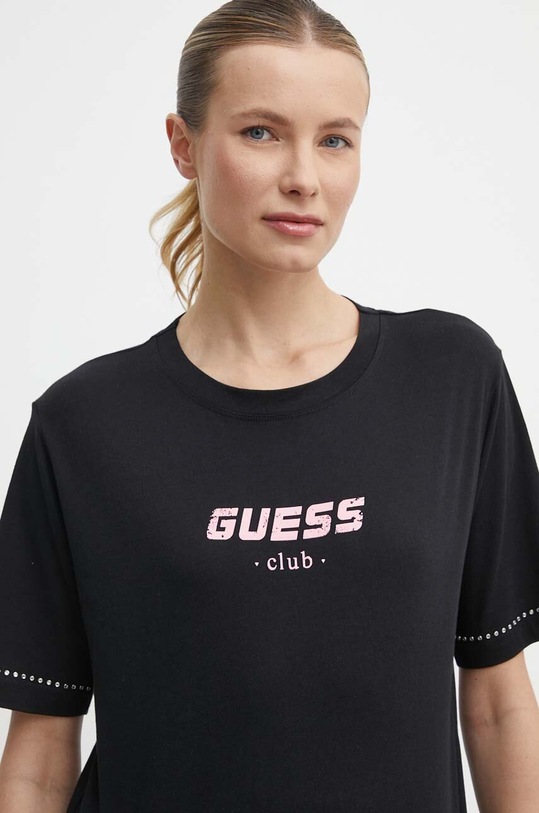 Guess t-shirt bawełniany NATALIA czarny V4GI11.JA914