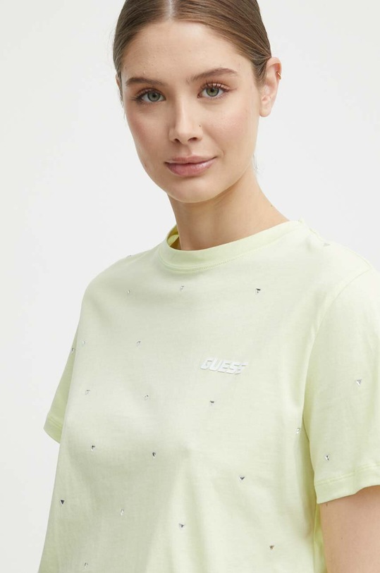 Бавовняна футболка Guess SKYLAR зелений V4GI08.JA914