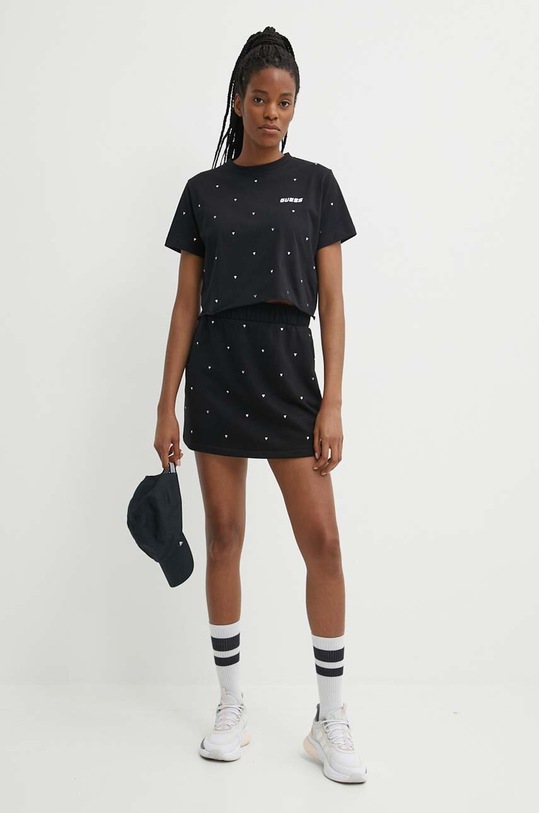 Guess t-shirt bawełniany SKYLAR V4GI08.JA914 czarny SS24