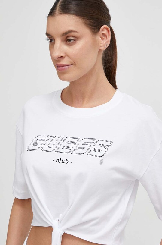Guess t-shirt bawełniany NATALIA aplikacja biały V4GI10.I3Z14