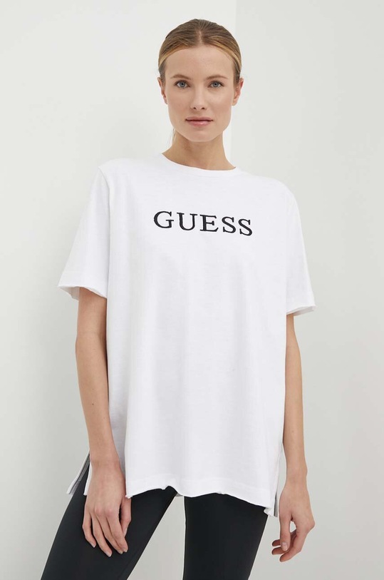 Guess t-shirt bawełniany ATHENA aplikacja biały V4GI12.KC641