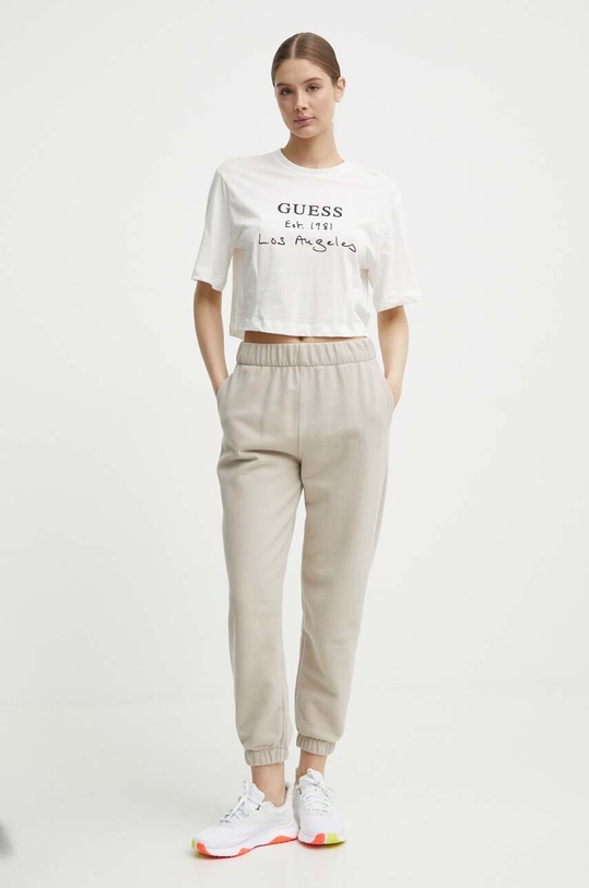 Бавовняна футболка Guess DAKOTA V4GI13.JA914 бежевий SS24