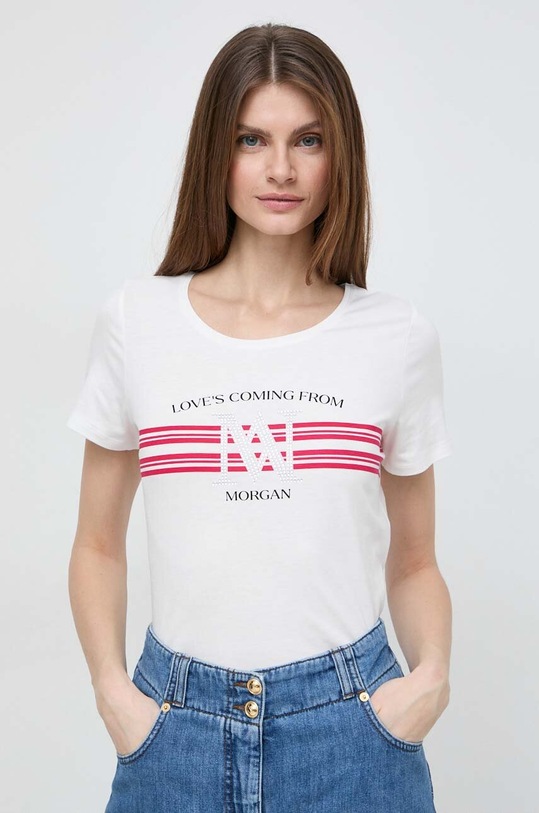 Morgan t-shirt DONNA biały DONNA.OFF.WHITE/FUSHIA