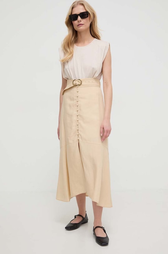 Бавовняний топ Marella 2413941095200 бежевий SS24