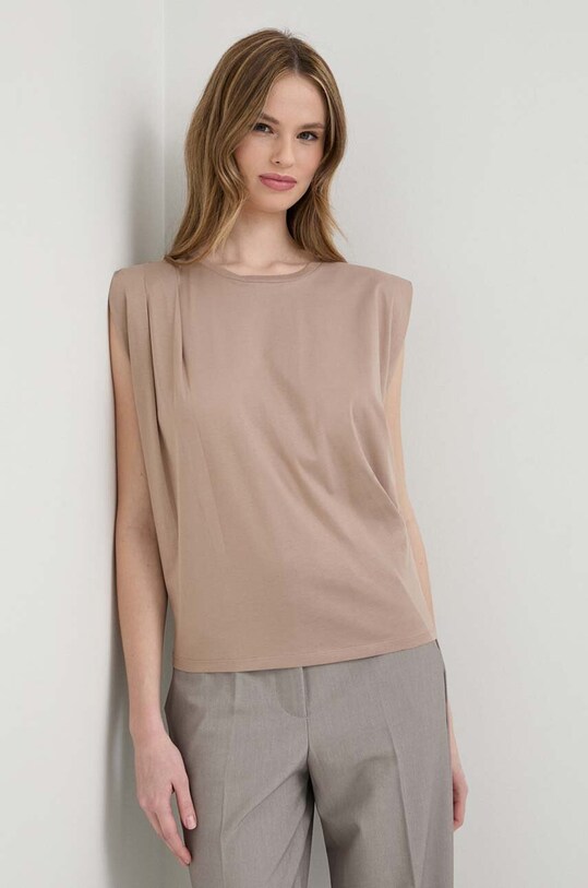 Marella top din bumbac uni bej 2413941095200