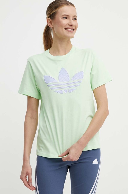 adidas Originals pamut póló pamut zöld IU2374