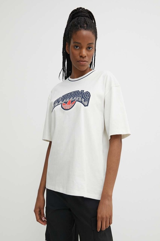 Βαμβακερό μπλουζάκι adidas Originals βαμβάκι μπεζ IU2491