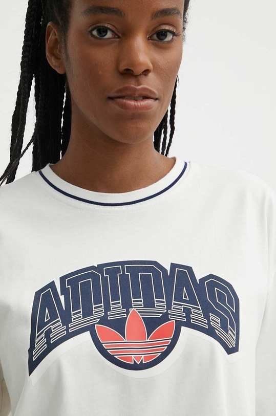 Βαμβακερό μπλουζάκι adidas Originals μπεζ IU2491