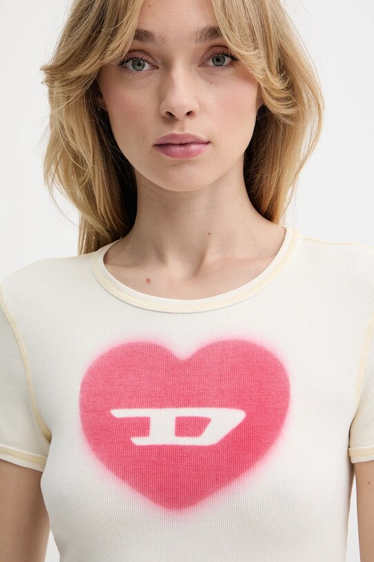 Diesel t-shirt bawełniany beżowy A12836.0SQAD