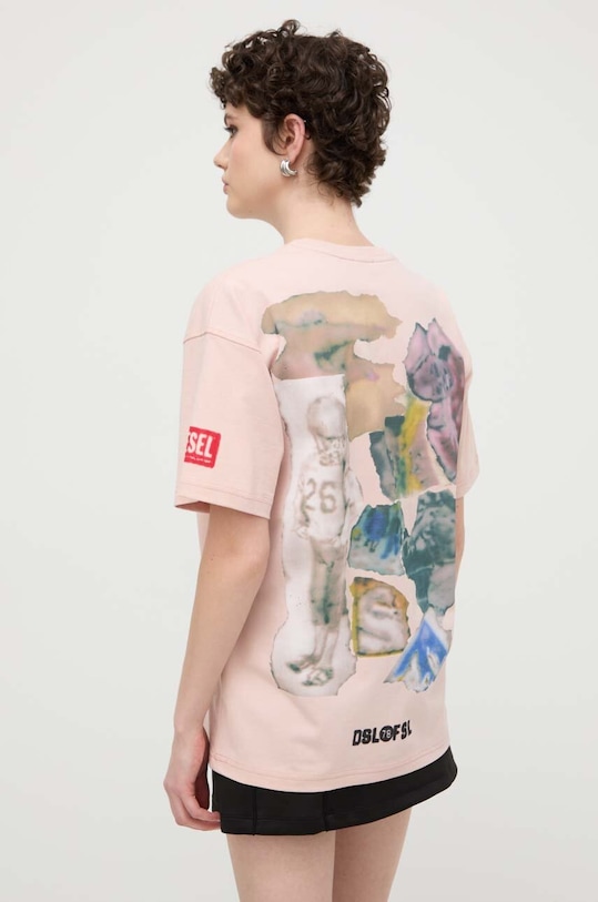 Odzież Diesel t-shirt bawełniany T-BUXT-N8 A13264.0AKAK różowy
