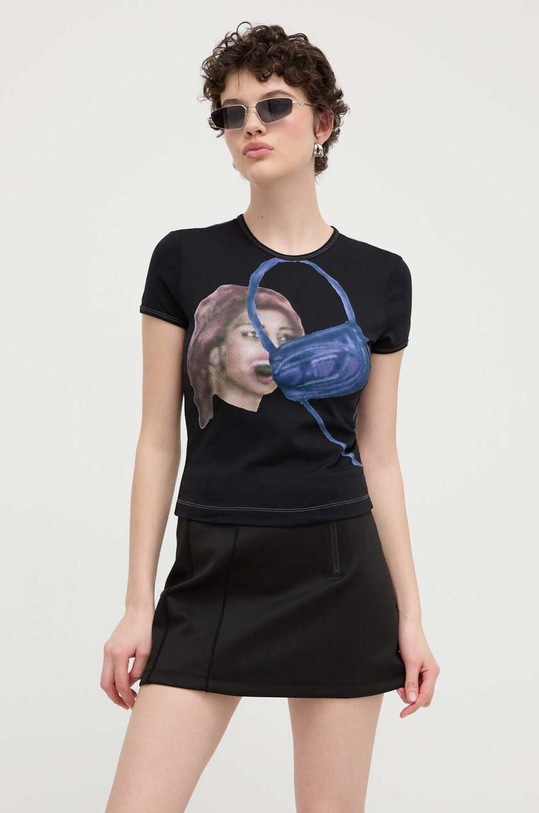 Diesel t-shirt T-UNCUTIE-LONG-N19 z elastanem czarny A13445.0DQAV