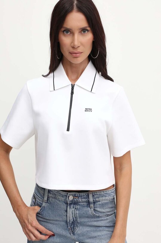 Miss Sixty polo SJ3570 S/S T-SHIRT z elastanem biały 6L2SJ3570000