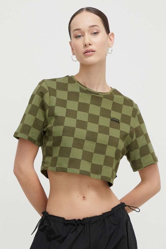 Βαμβακερό μπλουζάκι Vans VN000GB5AMB1 πράσινο SS24