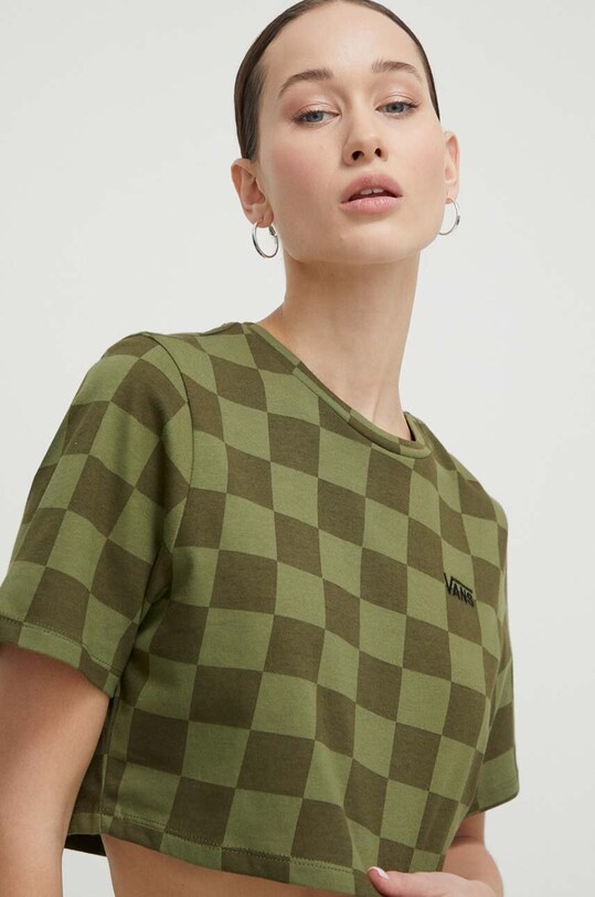 Βαμβακερό μπλουζάκι Vans πράσινο VN000GB5AMB1