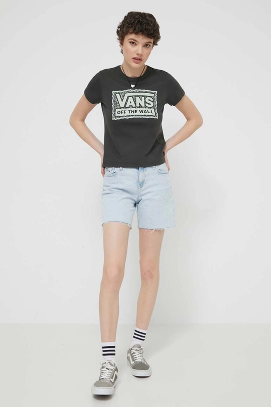 Vans tricou din bumbac print negru VN000GFMBLK1