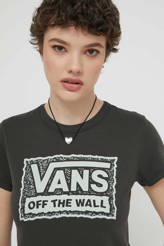 Vans tricou din bumbac negru VN000GFMBLK1