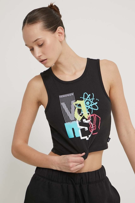 Βαμβακερό τοπ Vans βαμβάκι μαύρο VN000GZWBLK1